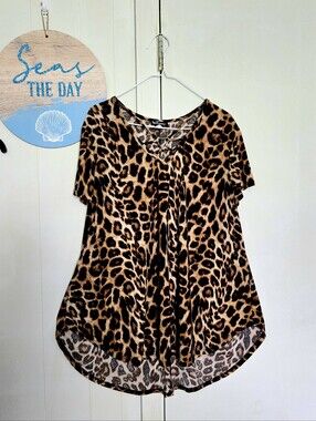 Top Fashion Of Ny Leopard Print Flair Blouse